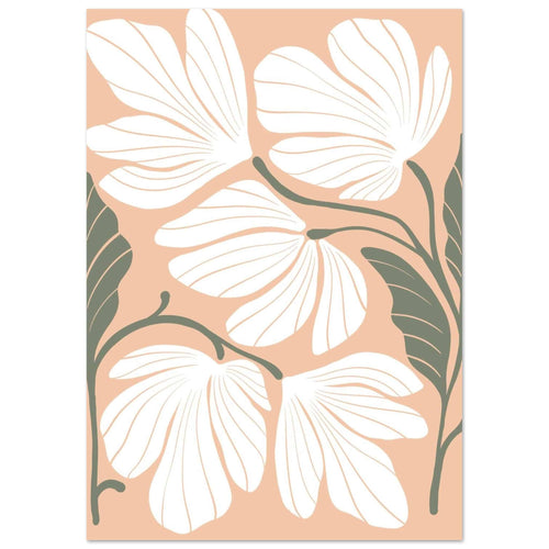 Artfulprints Poster Boho – Delicate flowers   - A4 21x29.7 cm - Wit