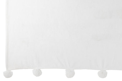 J-Line plaid Pompom - polyester - wit - 170 x 130 cm