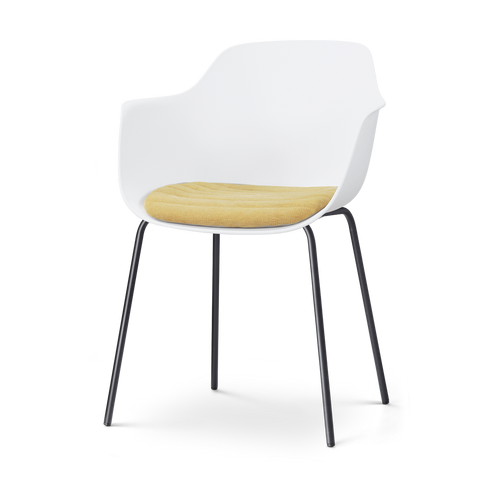 Nolon Nora-Liz eetkamerstoel wit met warm oker zitkussen - zwart onderstel