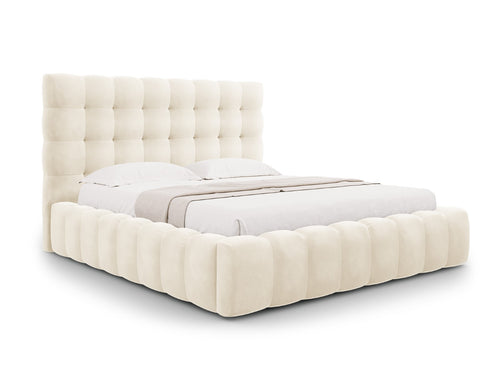 Cosmopolitan Design Opbergbed met hoofdeinde Bali 180x200cm, flueel, lichtbeige - 230x205x125cm