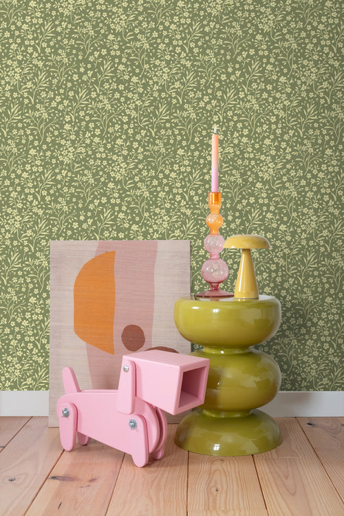 ESTAhome behang bloemetjes groen - 50 x 900 cm - 131210 - vtwonen shop