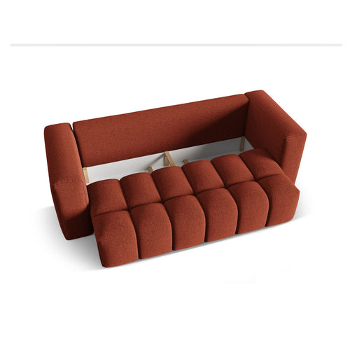 Cosmopolitan Design - Slaapbank met opbergdoos Verona 3-zits, structurele stof koraal - 98x252x85cm