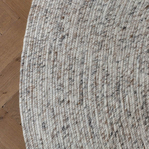 Interieur0 vloerkleed Gapo -beige/wit -gemeleerd5 -rond -wollen- 180 x 180 cm