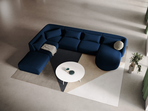 Cosmopolitan Design Panoramische hoekbank links Tulum 6-zits, flueel, koningsblauw - 255x330x70cm