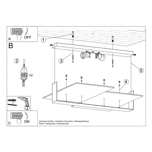 Sollux Lighting Plafondlamp MASSIMO wit - 65x50x11cm