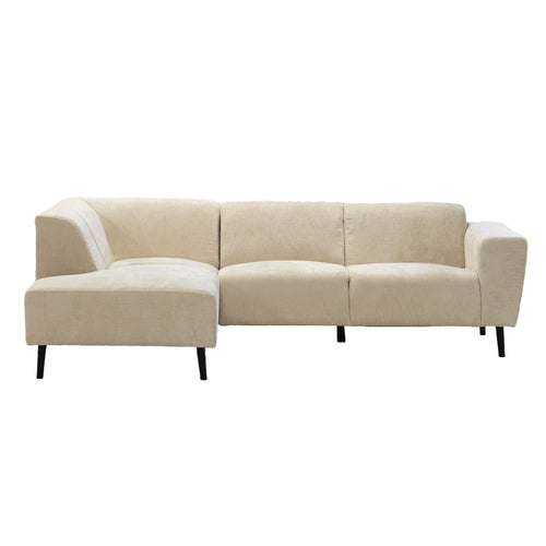 Giga Meubel Hoekbank Turin 3-zits Links - Stof/Hout - Beige