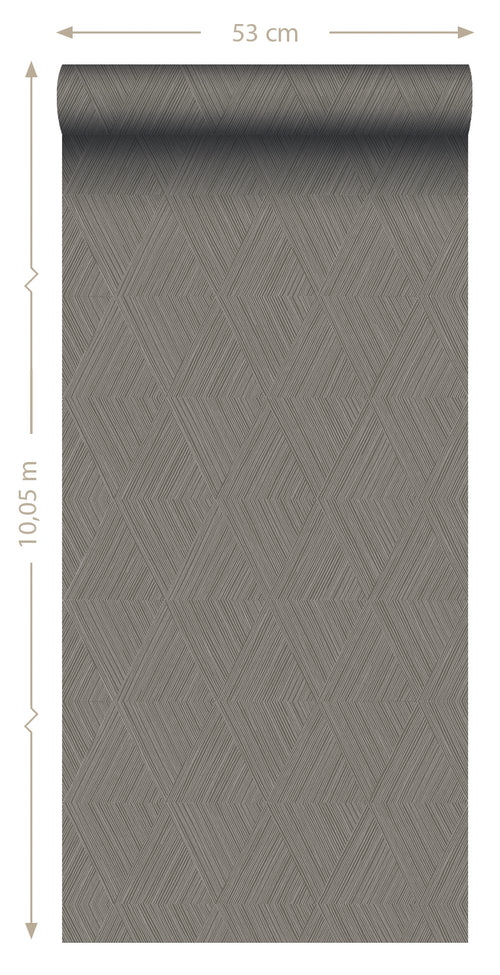 Origin Wallcoverings behang grafisch 3D motief taupe grijs - 50 x 900 cm - 347844 - vtwonen shop