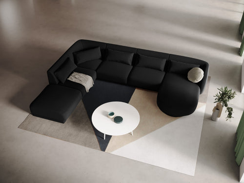Cosmopolitan Design Panoramische hoekbank links Tulum 6-zits, flueel, zwart - 255x330x70cm
