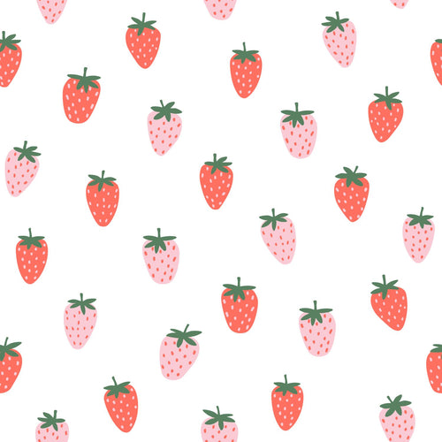 ESTAhome behang aardbeien wit en roze - 50 x 900 cm - 131650 - vtwonen shop