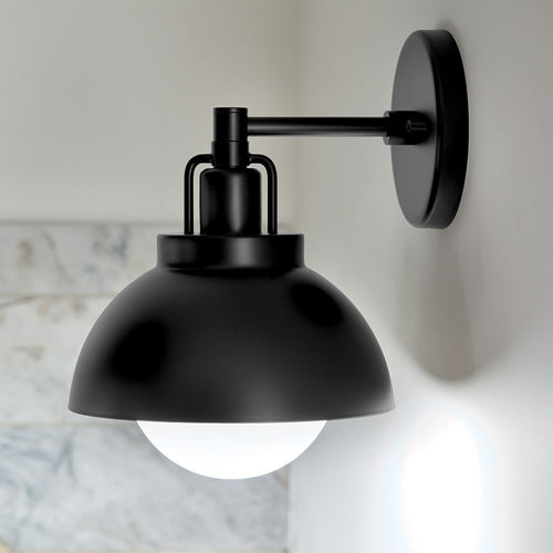 Kuppel Wandleuchte Modern Schwarz 1x E27