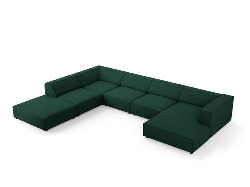 Cosmopolitan Design Panoramische hoekbank links Arendal 7-zits, chenille met ribbeleffect, flessengroen - 262x364x70cm