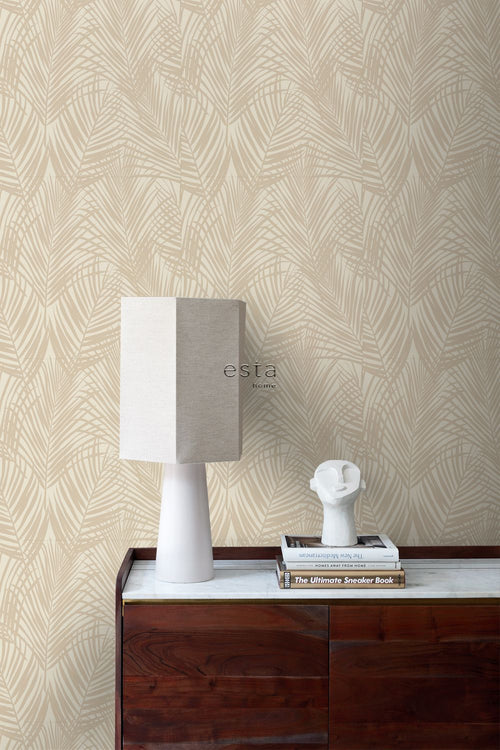 ESTAhome behang palmbladeren lichtbeige - 53 cm x 10.05 m - 139430