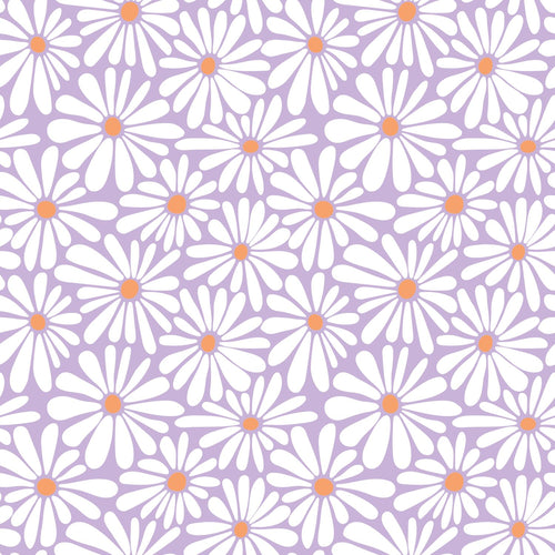 ESTAhome behang madeliefjes lila paars en oranje - 53 cm x 10.05 m - 131153 - vtwonen shop