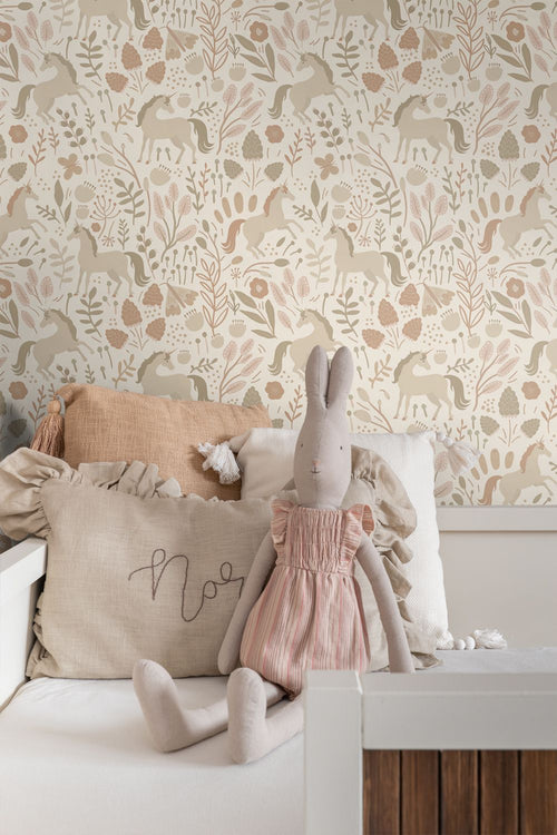 ESTAhome behang unicorns beige en terracotta roze - 53 cm x 10.05 m - 139806