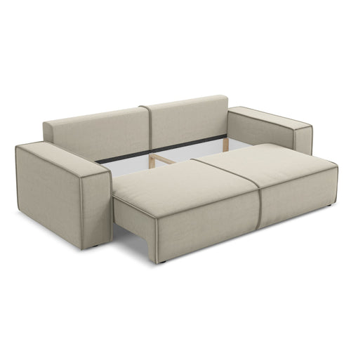 LaMiaSofa 3-zits slaapbank Livorno - velours - parel - 255x105x85