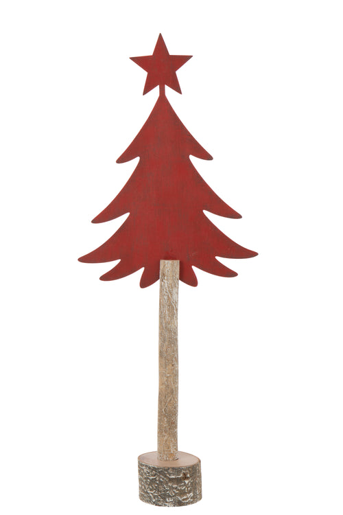 J-Line decoratie Kerstboom + Ster - ijzer/hout - rood - large - vtwonen shop