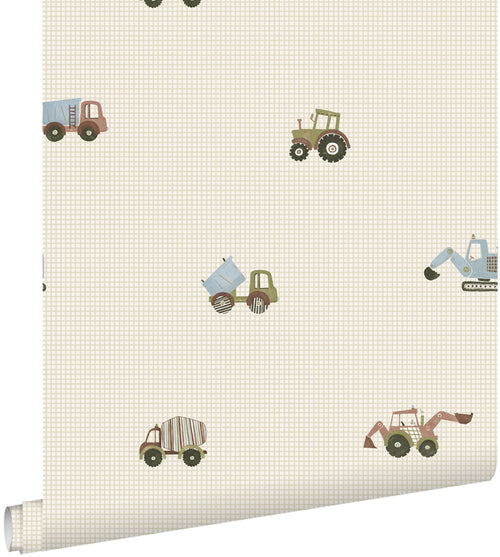 ESTAhome behang voertuigen beige en groen - 50 x 900 cm - 132305