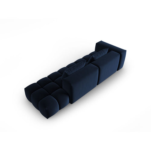 Cosmopolitan Design - Rechte modulaire bank Verona 4-zits, flueel koningsblauw - 85x265x70cm