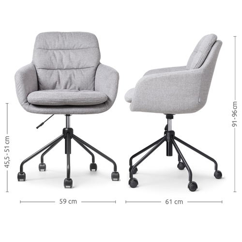 Nolon Nout-Mia Bureaustoel Grijs - met Armleuning - Zwart - vtwonen shop