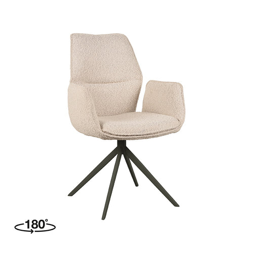 LABEL51 Eetkamerstoel Mellow - Naturel/Zwart - Zithoogte 50cm