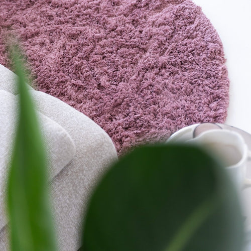 Rond hoogpolig vloerkleed Pilo Darkpink Polyester Interieur05