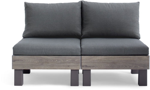 Keter Signature Elements 2-zits Loungebank - met groene kussens - Cappuccino/Ashwood
