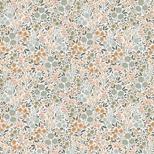 ESTAhome behang bloemetjes grijsblauw, terracotta roze en groen - 53 cm x 10.05 m - 139837 - vtwonen shop