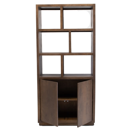 Giga Meubel Vakkenkast Luxurious - Donkerbruin Mangohout - 100x45x210cm - vtwonen shop