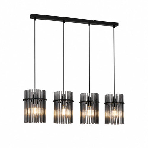 Searchlight hanglamp Swizzle - 4 lichts - 111  x 120   cm - zwart rookglas