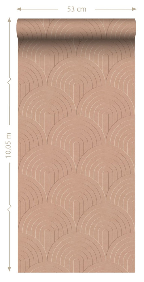ESTAhome behang 3D-motief terracotta roze - 53 cm x 10.05 m - 131110