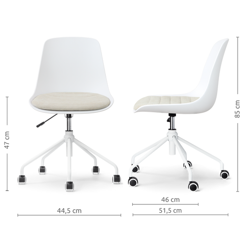 Nolon Nout-Liv eetkamerstoel wit met naturelbeige zitkussen - wit onderstel