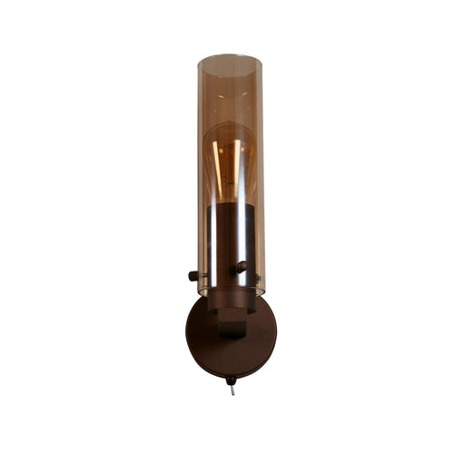 Searchlight Sweden II 1-lichts wandlamp mokka metaal & amber glas
