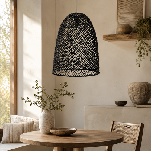 Originalhome Organische lampenkap Abaca zwart - L