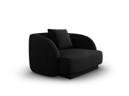 Cosmopolitan Design Fauteuil Tulum chenille, zwart - 90x103x70cm