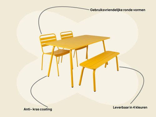 MaximaVida metalen tuinset Max 150 cm okergeel - 4-delig bank zonder rugleuning