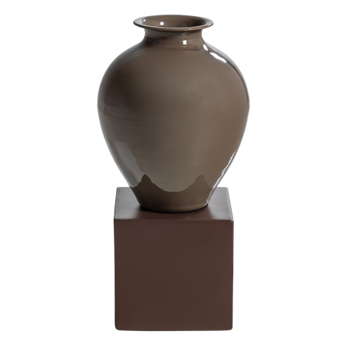 WOOOD wanddeco set vaas/kubus Numo - Metaal - Bruin - 39x19x19