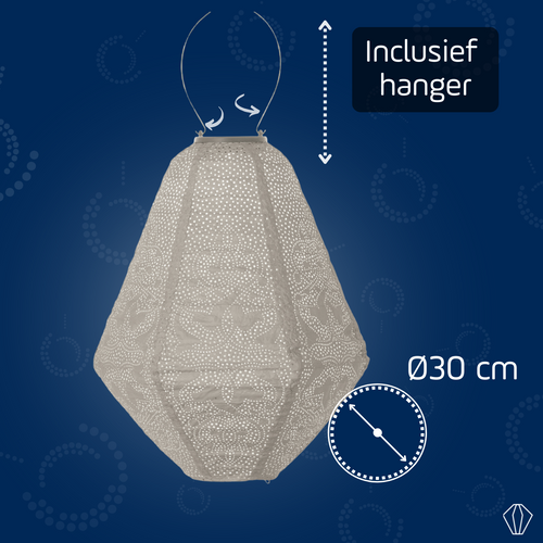 Lumiz solar lampion - marrakesh can - 30 cm - licht taupe - vtwonen shop