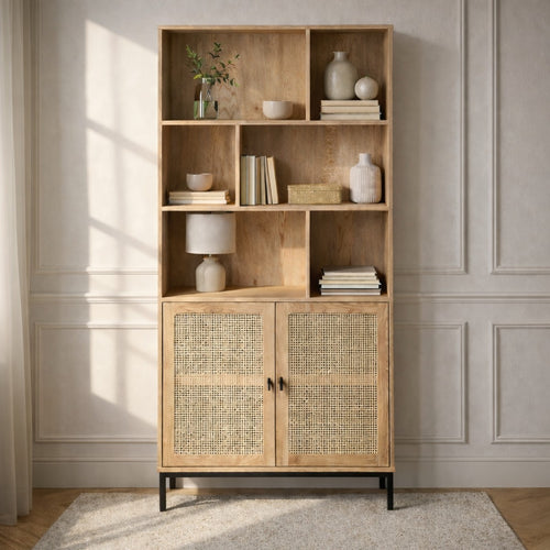 Calicosy - JAYA Boekenkast Woonkamer - Licht hout - 35x80x175 cm