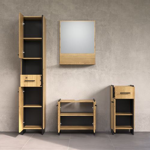 Calicosy - badkamermeubels-set ELLIE - licht hout 154x34x190 cm