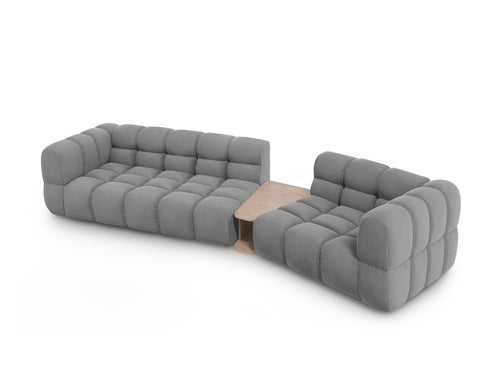 Cosmopolitan Design Rechte modulaire bank Sky 3-zits, flueel, lichtgrijs - 148x353x70cm