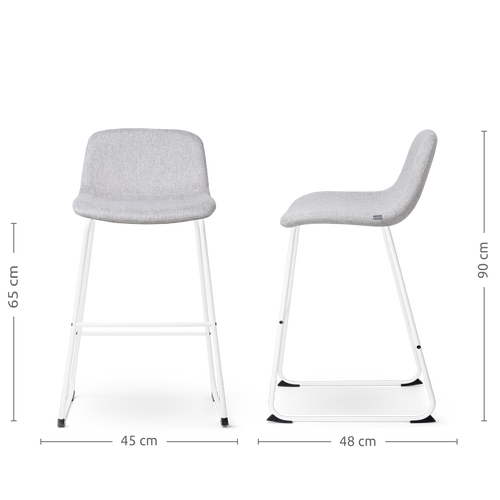 Nolon Nino-Mats Barkrukken Set van 2 - Lichtgrijs - Wit - 65 cm - vtwonen shop