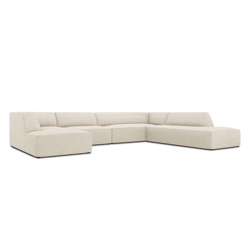 Cosmopolitan Design - Panoramische hoekbank rechts Siena 7-zits, ribfluwelen lichtbeige - 273x366x69cm