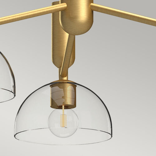 Mehrarmige Pendelleuchte, modernes gebürstetes Gold, 3 x E27