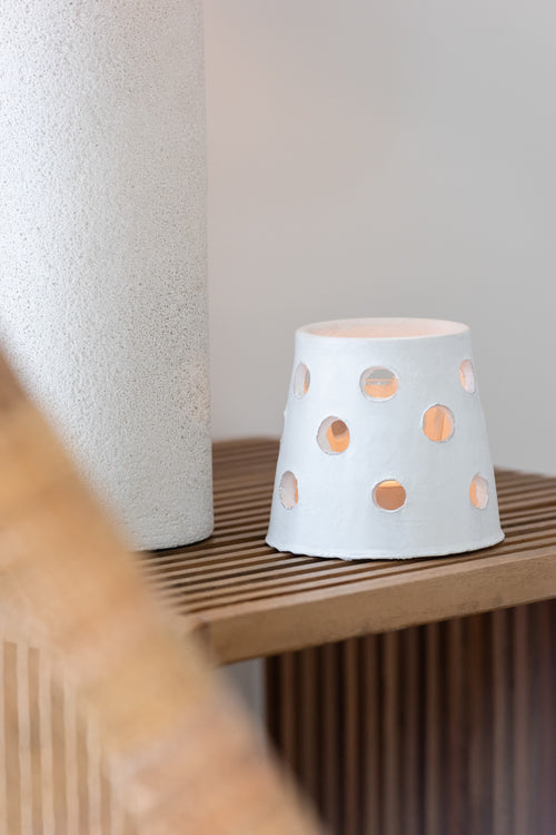 J-Line theelichthouder Ibiza - keramiek/glas - wit