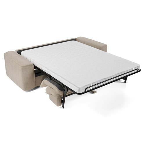 Premium Interiors - Snel uitklapbare slaapbank COMO - zacht aanvoelende geweven stof beige 236cm