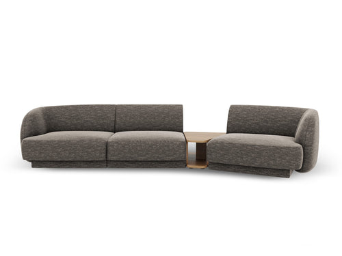 Micadoni Rechte modulaire bank Miley 3-zits, chenille, grijs - 126x303x70cm