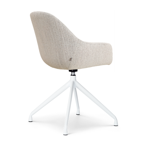 Nolon Nola-Mae Eetkamerstoel Beige Gemêleerd - Draaibaar Wit Onderstel - vtwonen shop