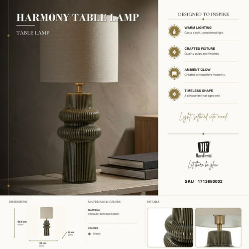 Mauro Ferretti tafellamp - Ø 30x64,5 cm - groen/beige