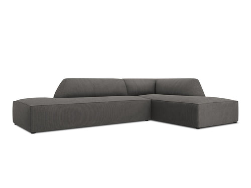 Micadoni rechter hoekbank Ruby 4-zits, ribfluwelen, donkergrijs - 180x273x69cm