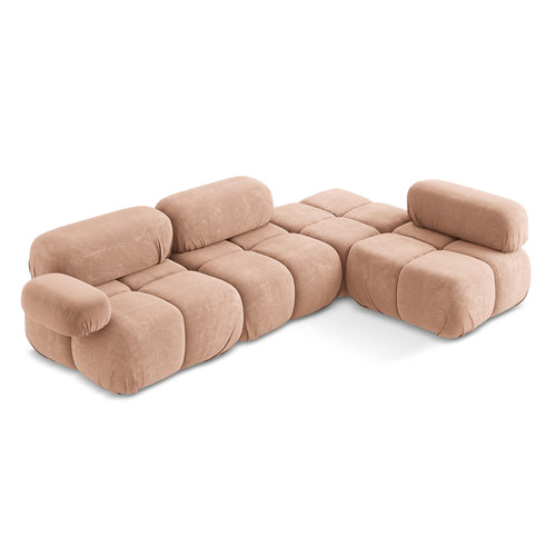 LaMiaSofa hoekbank rechts Sanremo - chenille stof - perzik - 285x190x70